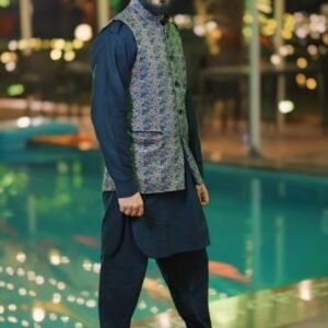 Classic Navy Blue Wash & Wear Kurta
